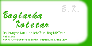 boglarka koletar business card